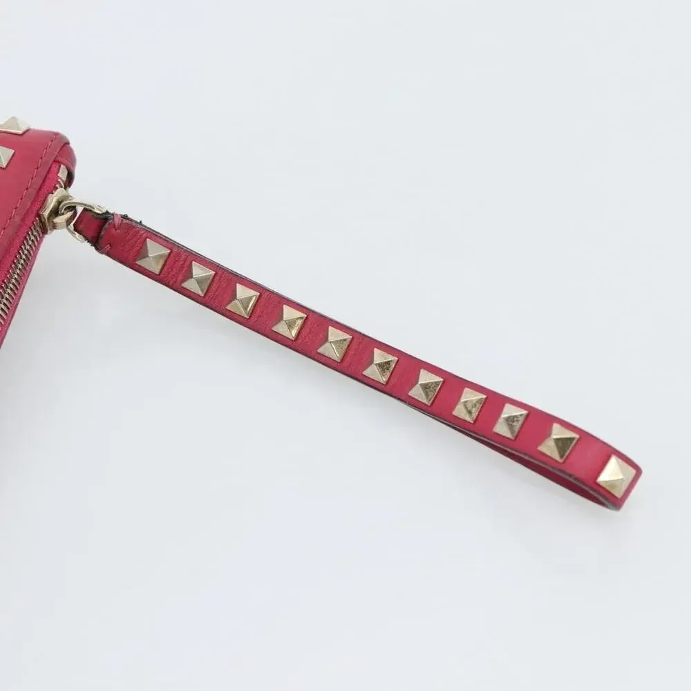 Valentino Leather Studs Clutch Pink